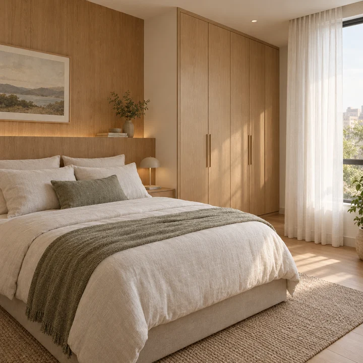 Urbanrise BK Halli bedroom with a wooden wardrobe, indicative interior Urbanrise BK Halli bedroom with a wooden wardrobe, indicative interior